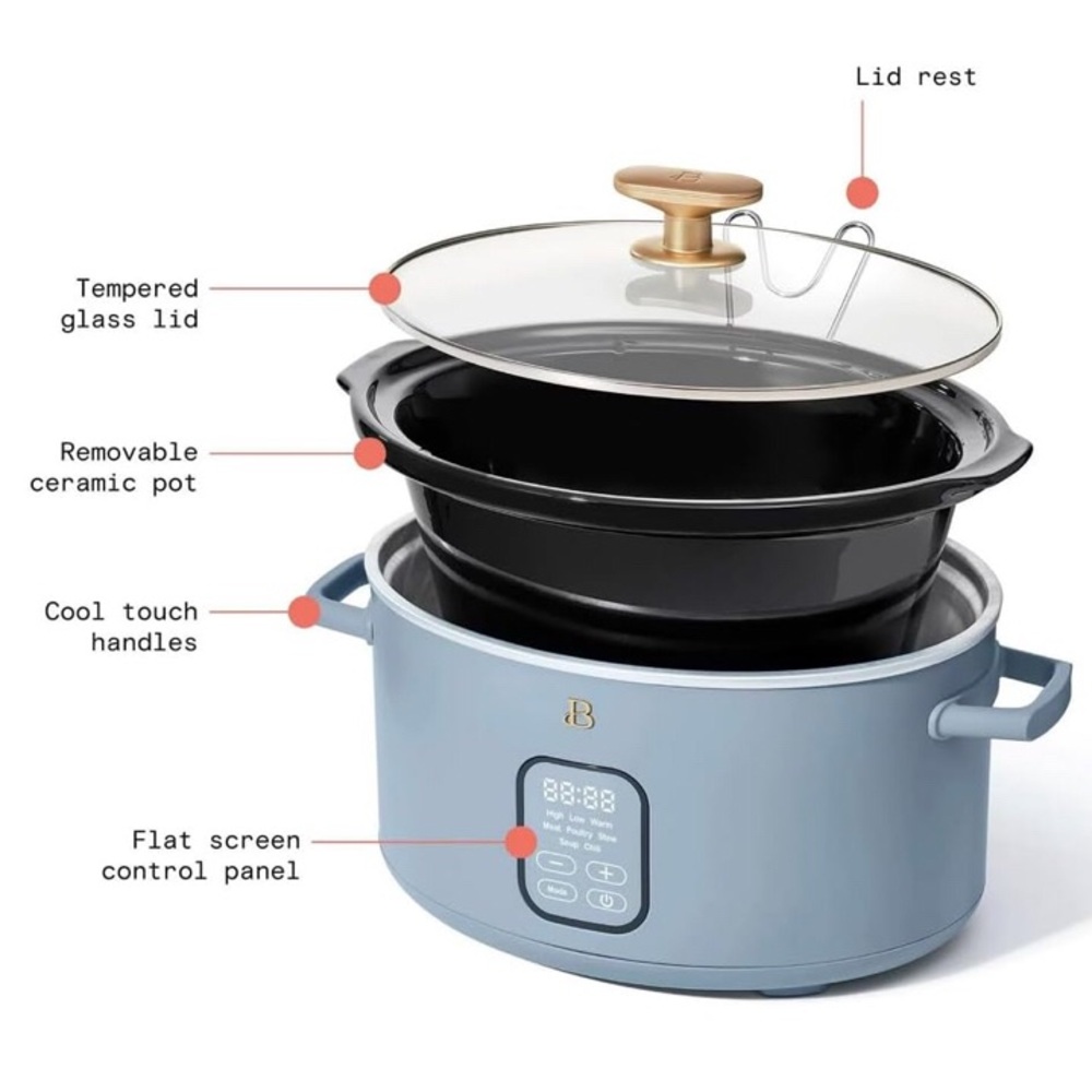 NWT Beautiful 6 Qt Programmable Slow Cooker | Color- Cornflower Blue. - Picture 4 of 5